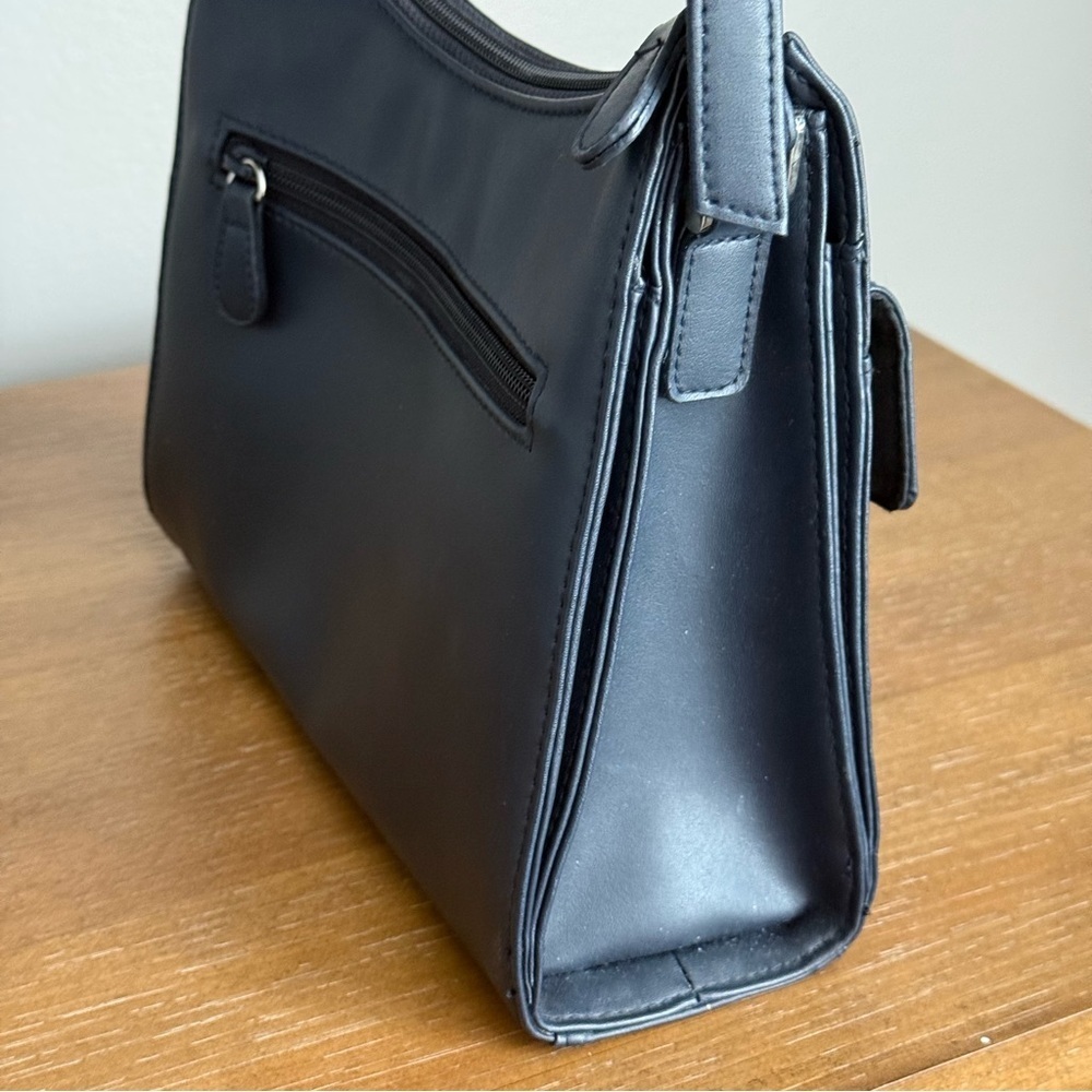 Navy Crazy Horse Minimalist Shoulder Bag - Picture 4 of 12